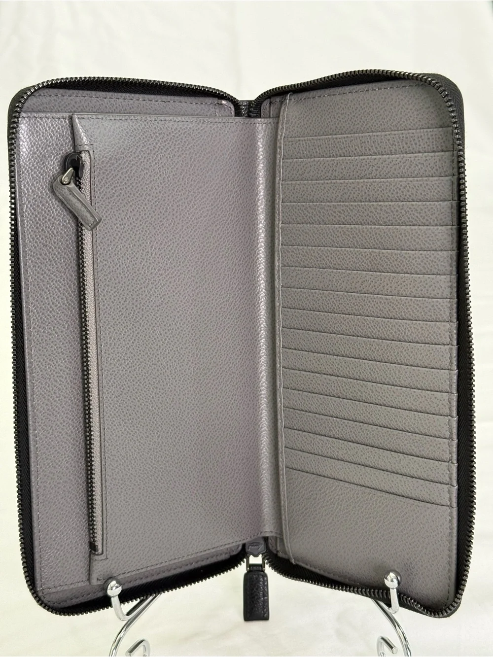 Prada Black Pebbled Leather Zip Wallet